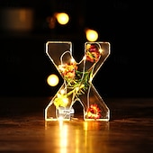 Недорогие Декоративные огни-1 шт. светодиодный ночник 11,5 см с 26 буквами, теплый свет в виде сухого цветка, настольное украшение, декоративный светильник, светильник для украшения Рождества, Хэллоуина, свадьбы, дня рождения, вечеринки