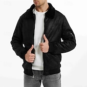economico Giacca in ecopelle-Per uomo Giacca in Ecopelle Giacca in Pile Giacca da Biker Giacca da Moto Vacanza Quotidiano Antivento Caldo Tasca Inverno Semplice Moda Classico Bavero Regolare Nero Caffè Giacca