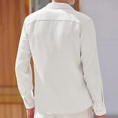 preiswerte Freizeithemden für Herren-Herren Hemd Waffelhemd Freizeithemd Knopfhemd Schwarz Weiß Blau Kaki Langarm Einfach Umlegekragen Outdoor Party Bekleidung Mode Streetwear Modern Lässig