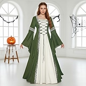 levne Šaty-Retro Středověké Renesanční Šaty Fancy kostým Viking Keltský rytíř Maškarní kostým Dámské Keltské předvečer Všech svatých Karneval Výkon LARP Ren Faire Dospělé Šaty