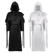 economico Cappotti &amp; Mantelli-Retrò Vintage Medievale Rinascimento Vestaglia Mantello con Cappuccio Costumi da mago Monaco Costume Per uomo Fantasia Halloween Carnevale Performance LARP Fiera Rinascimentale Adulti Cintura Costume