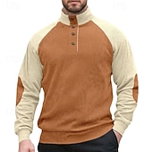 abordables Sudaderas Básicas_-Hombre Sudadera Pana Sudadera Con Capucha Sudadera con capucha y botones Albaricoque Vino Verde Ejército Azul Marino Marrón Cuello Mao Plano Retazos Deporte Casual Diario Ropa de calle Fresco Ropa