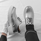 economico Scarpe Oxford-scarpe oxford nere lucide da uomo – scarpe eleganti stringate in vernice con suola spessa per feste serali, moda gotica, concerti e occasioni speciali