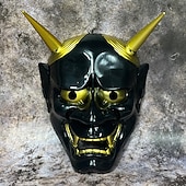 abordables Masques-Samouraï démon Halloween Masque Masque Oni japonais Horreur Effrayant Visage Complet Adulte Unisexe Halloween Carnaval Performance Soirée Déguisements d&#039;Halloween faciles Se déguiser