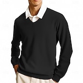 economico maglione pullover da uomo-Per uomo Maglione Maglione casual Maglione a maglia A Coste Maglia Top Regolari Lavorato a maglia Semplice Scollo a V Moda Casual Vacanza Abbigliamento quotidiano Abbigliamento Autunno Inverno