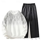 Herren Sweatshirt Trainingsanzug Outfit-Set Rundhalsausschnitt Outdoor Täglich Sport Kordelzug Tasche Druck Schwarz Weiß Rosa Polyester Sportkleidung Mode Streetwear Frühling preiswerte einfache Trainingsanzüge-Herren Sweatshirt Trainingsanzug Outfit-Set Rundhalsausschnitt Outdoor Täglich Sport Kordelzug Tasche Druck Schwarz Weiß Rosa Polyester Sportkleidung Mode Streetwear Frühling