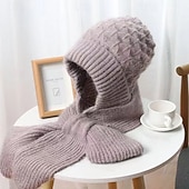 halpa lämmitys &amp; jäähdytys-integroidut korvasuojat tuulenpitävä lippis huivi naisten talvipipo ja -huivi neulottu pipo fleecevuorilla paksunnettu pipo huivilla lämmin virkattu palmikkoneule täyspeittoinen ulkoilutarvikkeet kylmälle säälle