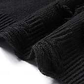 preiswerte Herrenpullover-Herren Pullover Strickpullover Gerippt Stricken Normale Oberteile Gestrickt Zerrissen Einfach Rundhalsausschnitt Mode Basic Urlaub Alltagskleidung Bekleidung Herbst Winter Schwarz Khaki M L XL