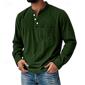 levne Ležérní tričko Henley-Pánské Retro Tričko Henley Tričko Tričko Dlouhý rukáv Retro Na běžné nošení Ležérní Jaro Podzim Celý rok Černá Růžová Fialová Vodní modrá Hnědá Henley Tričko Henley