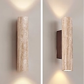 abordables Apliques de pared para interior-Apliques de pared de mármol con iluminación vertical y descendente, modernos apliques de pared para interiores, luz E26, barra lineal, iluminación de pared para dormitorio, lámpara cilíndrica de pared