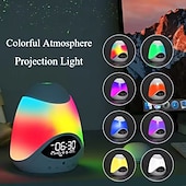 お買い得  プロジェクターライト-星、レーザー投影ライト、Bluetoothスピーカー、カラフルな雰囲気のライト、デジタルディスプレイ、時間、目覚まし時計、音楽、ナイトライト