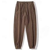 preiswerte Jogginghosen-Herren Jogginghose Fleecehose Hose Winterhose Kordelzug Tasche Elastischer Bund Einfach Komfort Warm Sport im Freien Täglich Mode Lässig Schwarz Khaki Mikroelastisch