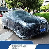 abordables Lonas para coche-Funda universal transparente para coche, con película de PE resistente y resistente al polvo. &amp;Protección UV, resistente a arañazos, transparente, cobertura total para protección contra todo tipo de