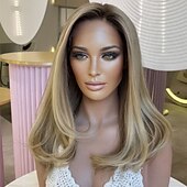 olcso Valódi hajból készült, rögzíthető homlokparókák-Brazil szűz emberi hajból készült, ragasztó nélküli 5x5 csipke lezárású parókák egyenes 13x4 csipke eleje paróka nőknek ombre szőke melírozott emberi haj paróka Természetes hajszálvonal