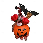 cheap Halloween Indoor-1 Pc 12 * 9CM 2025 New Halloween and Easter Pumpkin Eye Bat with Lantern Ghost Festival Decoration Simulation Flower Pumpkin Lantern