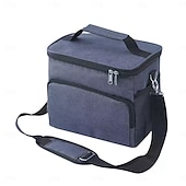 abordables almacenamiento de equipaje y viajes-Bolsa térmica para almuerzo con correa ajustable: tela Oxford duradera, reutilizable y reutilizable para la oficina, la escuela y picnic. &amp;Lonchera térmica negra resistente al desgarro para la playa,