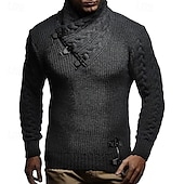 baratos suéter pulôver masculino-Homens Suéter Pulôver suéter Estriado Cabo Tricotar Tops regulares Tricotado Corte Justo Tecido Gola Redonda Roupa de Malha Moderna Casual Roupa Diária Roupa Outono Inverno Preto Marron M L XL