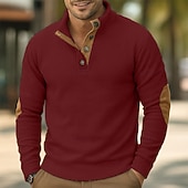 economico Felpe di base-Per uomo Maglia Velluto a coste Felpa con cappuccio Maglione Felpa con cappuccio abbottonata Aalbicocca Blu denim Nero Bianco Verde militare Colletto Mao Semplice Patchwork Blocco di colore Sport