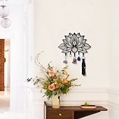 levne Sochy-nástěnný držák na klíče s motivem lotosu, teplá bytová dekorace, kovový háček na klíče od vchodových dveří, kuchyně, kanceláře nebo auta, organizér do domácnosti v retro stylu