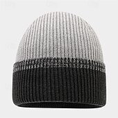baratos Gorro-Homens Gorro Chapéus de inverno Gorros Conjunto de chapéu e luvas Gorro de inverno Caqui Cinzento Claro Fibras Acrilicas 3 Peças Tricotado Aconchegante Roupa Diária Para Noite Bloco de cor Quente