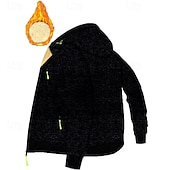 voordelige Fleecehoodie-Voor heren Trui met capuchon Hoodie met volledige rits Sherpa Fleece Hoodie Spijkerbroekblauw Zwart Marineblauw Donkergrijs Capuchon Effen Lapwerk Sport &amp; Outdoor Dagelijks Feestdagen Polyester