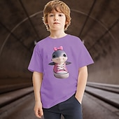お買い得  男の子の3Dスポーツ＆ゲーム-男の子 3D カートゥン Tシャツ Ｔシャツ 半袖 夏 春 ファッション ベーシック 子供 4〜12年 クルーネック アウトドア カジュアル 日常 レギュラー