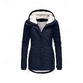 abordables Parka Décontractée-Femmes Manteau d&#039;Hiver Veste à Capuche Chaud Confortable Fermeture éclair Avec Poches Occasionnel Uni Extérieur Vacances Tenue quotidienne Week-end Régulier À capuche Coupe régulière manche longue