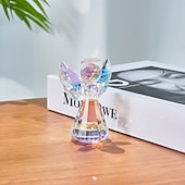 halpa Veistokset-1 kpl kristalli enkelinmuotoinen koristeellinen käsityö ikkunalaudalle prisma valoa vangitseva koristeellinen auringonsieppari koriste-esineet sopivat festivaali- ja juhlakoristeluun kodinsisustukseen