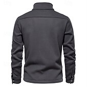 preiswerte Lässige Jacken-Herren Waffeljacke Fleecejacke Cargo-Jacke Freizeitjacke Urlaub Täglich Warm Tasche Herbst Winter Einfach Mode Klassisch Revers Regulär Schwarz Weiß Marineblau Blau Khaki Jacken