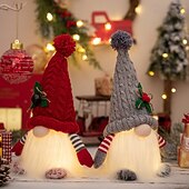 cheap Collectible Figurines-2 Pack Christmas Plush Gnomes Decoration Lighted Handmade Mini gnome Scandinavian, Light Up Swedish Tomte Elf Holiday Present, Battery Operated Xmas Gifts