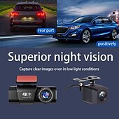 abordables DVR de coche-DVR para coche con grabación automática en Full HD de 2160p y cámara de salpicadero IPS de 1,47 pulgadas con CMOS de gran angular de 170 grados, wifi, visión nocturna y sensor G.