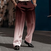 Herre Nyanse Dressbukser Medium Midje Business Casual Formell utendørs Hverdag Glidelås Lomme Bukser med rett ben Sommer Vår Høst 3D-utskrift Svart Vin Blå billige Løs-Herre Nyanse Dressbukser Medium Midje Business Casual Formell utendørs Hverdag Glidelås Lomme Bukser med rett ben Sommer Vår Høst 3D-utskrift Svart Vin Blå