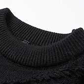 preiswerte Herrenpullover-Herren Pullover Strickpullover Gerippt Stricken Normale Oberteile Gestrickt Zerrissen Einfach Rundhalsausschnitt Mode Basic Urlaub Alltagskleidung Bekleidung Herbst Winter Schwarz Khaki M L XL