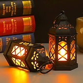 cheap Indoor Christmas Lights-6pcs Christmas Retro Lantern LED Candle Light Battery Powered Creative Lantern for Halloween Christmas and New Year Holiday Party Bedroom Living Room Window Bar Decorations