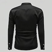 preiswerte Satinhemden für Herren-Herren Hemd Satinhemd Kleidhemd Freizeithemd Knopfhemd Hemden zum Herausstecken Einfach Formell Hochzeit Schwarz Weiß Wein Grün Langarm Revers Frühling &amp; Herbst Ganzjahres Bekleidung Rein