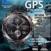 abordables Relojes inteligentes-Reloj inteligente HT37 de 1,46 pulgadas, reloj inteligente militar con Bluetooth, llamadas, GPS integrado, brújula, altímetro barométrico, resistente al agua hasta 3 ATM, reloj inteligente deportivo.