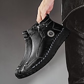 abordables Bottines-Homme Bottes Rétro Marche ancien Quotidien PU Confortable Bottes Mi-Mollet Mocassin Brun foncé Noir Gris Printemps Automne