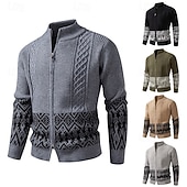 economico Maglioni Cardigan da uomo-Per uomo Felpa Cardigan Maglione Fair Isle A Coste Treccia Maglia Top Regolari Patchwork Blocco di colore Semplice Collo alla coreana Vacanza Moda Casuale Abbigliamento quotidiano Abbigliamento