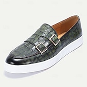 abordables Chaussures de Costume Classiques-Mocassins en cuir véritable à motif crocodile pour homme avec double boucle – chaussures habillées de luxe à enfiler pour les affaires, les mariages et les occasions formelles