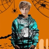 economico Costumi di Halloween per bambini-Halloween Ragazzi 3D Albero Felpa con Cappuccio Manica Lunga Primavera Autunno Moda Streetwear Bambini 4-12 Anni Con cappuccio All&#039;aperto Casuale Quotidiano Vestibilità regolare