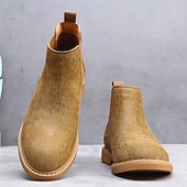 economico Stivali Chelsea-stivali chelsea da uomo color cachi, stile casual e leggero alla caviglia con soffietti elastici, per l'ufficio, le uscite del fine settimana e il comfort quotidiano