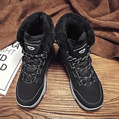 baratos Inverno e botas de neve-Botas de neve masculinas acolchoadas à prova d'água com gola de pele, calçados casuais quentes para caminhada ao ar livre no inverno