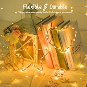 abordables Guirlandes lumineuses à piles-Lot de 2 guirlandes lumineuses à 200 LED, 20 m/66 pieds, pour Noël, Halloween, mariage, fête, festival, décoration intérieure et extérieure, avec boîtier à piles étanche AAA et télécommande