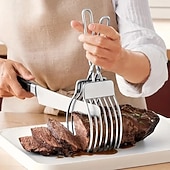 levne Pomůcky na maso-Odolné kuchyňské kleště z nerezové oceli s ergonomickou protiskluzovou rukojetí &amp;víceúčelový gril s vroubkovanou rukojetí, vaření, servírovací kleště na maso, chléb, zeleninu, grilování