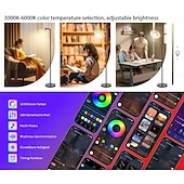 abordables Luces de Hogar Inteligente-Lámpara de pie RGB para sala de estar, lámpara de pie inteligente con control remoto de aplicación para dormitorio, oficina y lectura.