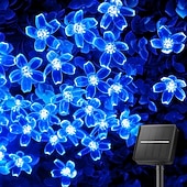 tanie Zasilane energią słoneczną-1/2 szt. Łańcuchy świetlne z kwiatu słonecznego na zewnątrz 6,5 m 30 diod LED kwiaty wiśni wróżki wodoodporne 8 trybów do ogrodu patio dekoracja wiosenna podwórko trawnik choinka przyjęcie świąteczne