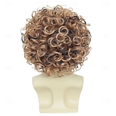 economico Parrucche storiche-parrucca afro corta da uomo, parrucca da discoteca riccia, accessorio per costume in stile anni '70 e '80 per uomo, colore misto marrone