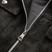 billige Faux suede jakker-Herre Lærjakker Imitert semsket jakke Feriereise Daglig Vindtett Hold Varm Lomme Høst Vinter عادي Mote Klassisk Knaphul Normal Svart Kakifarget Jakker