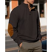 baratos Suéteres básicos-Homens Moletom Preto Verde Claro Verde Tropa Azul Marinha Azul Henley Bloco de cor Patchwork Desportos e Ar livre Diário Feriado Poliéster Roupa de rua Básico Casual Primavera Outono Roupa Moletons