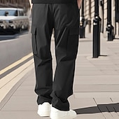 preiswerte Cargohosen-Herren Cargo-Hosen Hose Kordelzug Elastischer Bund Mehrere Taschen Einfach tragbar Outdoor Täglich Campen und Wandern Mode Klassisch Schwarz Weiß